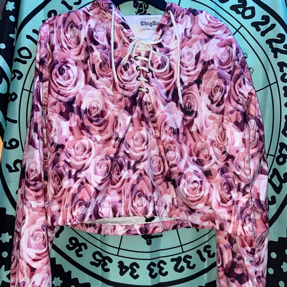 Thug Ave Roses Cropped Windbreaker